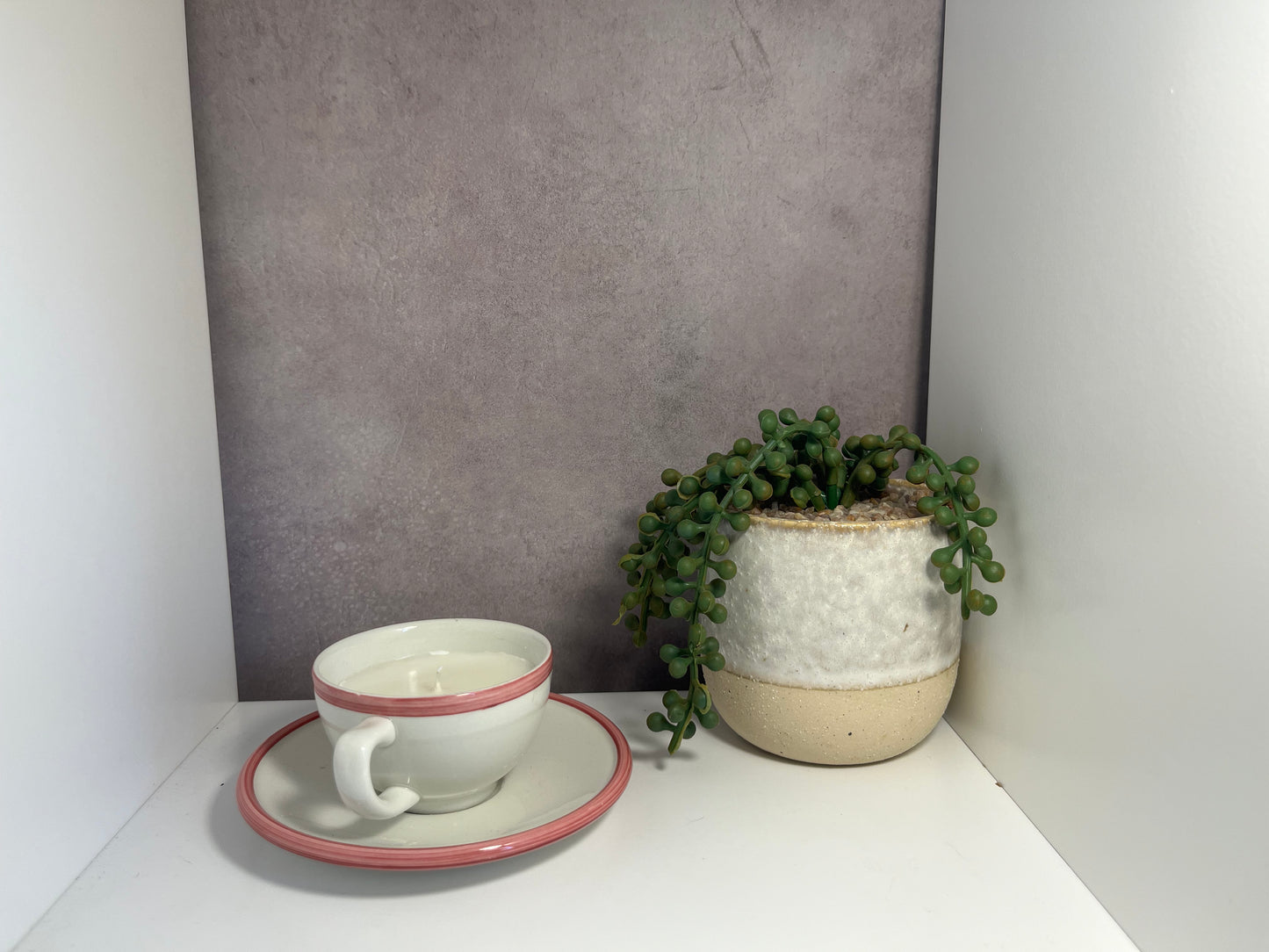 Cute Tea Cup &amp; Saucer Candle – Small (Lavender)