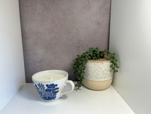 Ceramic Portuguese Tea Cup Candle – Small (Lavender)