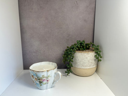 Hand-Painted Tea Cup Candle – Small (Lavender)
