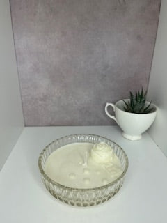 Mint Cut Glass Cream bowl Candle – Medium